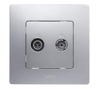 LEGRAND Enchufe TV, Toma para Televisión, Radio, Satélite Intermedia, Gama Niloé Monobloc, Mecanismo Completo con Marco, Aluminio, 396486