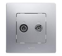 LEGRAND Enchufe TV, Toma para Televisión, Radio, Satélite Terminal, Gama Niloé Monobloc, Mecanismo Completo con Marco, Aluminio, 396487