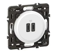 LEGRAND - Enchufe USB-C doble celana - 2 puertos USB-C 3A/20W - Recarga todo tipo de equipos electrónicos - Listo para instalar - Blanco