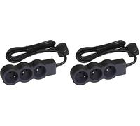 LEGRAND - Extensión multitoma extraplana, 3 Tomas 2P+T 16A 3680W, Cable de 1,5 m, Negro y Gris Oscuro, 1 Toma de 90 ° para Cargador voluminoso (Paquete de 2)