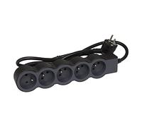 LEGRAND - Regleta de enchufes extraplanos con 5 Tomas de Corriente con Tierra, con Cable de 1,5 m, Color Negro y Gris Oscuro