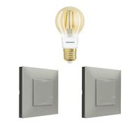 Legrand Extension Pack Valena Next con Netatmo: 2 Comandos Inalámbricos de iluminación + 1 Bombilla Inteligente E27 Vintage/Aluminio, 199223