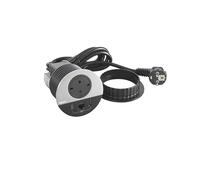 Legrand, Incara Disq 80 654712 - Enchufe de carga USB A+C (Cat. 6 RJ 45, enchufe de mesa, enchufe empotrable, 15 W, cable de 2 m, conector 2P+E, color: negro/metal)