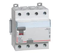 LEGRAND Interruptor Diferencial, 4P, 63 A, sensibilidad de 30mA, clase AC, DX4, 411662E