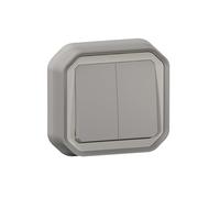 Legrand - Interruptor o conmutador Doble 10A - Plexo - Estanco IP55 - Control de iluminación completo listo para instalar - Montaje empotrado - Gris - 069815LE