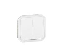 Legrand - Interruptor o conmutador Doble 10A - Plexo - Estanco IP55 - Control de iluminación componible para instalar con caja o marco - Blanco - 069625LE