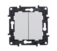 LEGRAND Interruptor o conmutador doble componible 10AX para instalación empotrada, Gama Niloé Step, Color Blanco, 398226