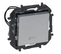 LEGRAND Interruptor o conmutador luminoso componible 10AX para instalación empotrada, Gama Niloé Step, Color Aluminio, 398224B