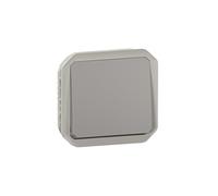 Legrand - Interruptor pulsador 10A - Plexo - Estanco IP55 - Control de iluminación componible para instalar con caja o marco - Gris - 069540LE