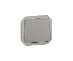 Legrand - Interruptor pulsador 10A - Plexo - Estanco IP55 - Control de iluminación componible para instalar con caja o marco - Gris - 069540LE