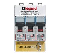 LEGRAND | Juego de 3 interruptores DNX³ 16A, visualización inmediata del circuito defectuoso, llegada alta y baja salida por terminales de tornillo, alimentación por peine o cable
