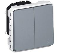 Legrand LEG69925 Plexo - Interruptor doble basculante (para empotrar), color gris