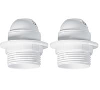 Legrand LEG91135 - Casquillo de plástico con anilla (salida de cable en el lateral, para bombillas E27), color blanco (Paquete de 2)