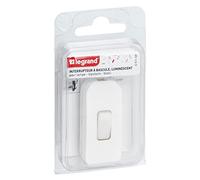 Legrand LEG91158 - Interruptor basculante (pulsador luminiscente, 2 A, hilo flexible), color blanco