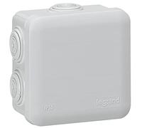 Legrand leg94517 caja de conexiones cuadrada con cierre sistema clip, 80 x 80 x 45 mm, gris