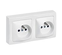 Legrand LEG97627 - Toma de corriente doble, 2 polos con toma de tierra, a la vivienda vertical/horizontal