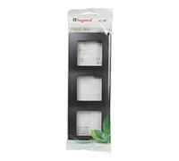 LEGRAND Marco 3 elementos, Placa embellecedor para mecanismo de la gama Niloé Monobloc, Color Negro, 396417