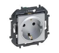 LEGRAND Pack 3 enchufes 2P+T 16A monobloc para instalación empotrada, Gama Niloé Step, Color Alumunio, 398303B