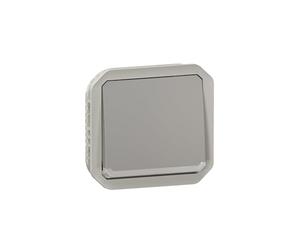 LEGRAND, Plexo 069540L - Pulsador (10 A, IP55 - IK 08, con función de control, 10 A), color gris