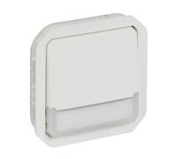 LEGRAND, Plexo 069634L - Botón iluminado, contacto de cambio y campo de rotulación NO + NC, con agregado LED de 12 V (agregado LED de 230 V también posible), 10 A, 250 V, color blanco