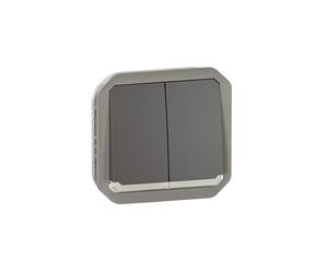 LEGRAND, Plexo 069806L - Interruptor de doble conmutación para ambientes húmedos, interruptor de doble cambio, botón y contacto intercambiable, iluminado, producto convertible 3-1, 10 A, 250 V, color