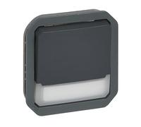 LEGRAND, Plexo 069814L - Botón iluminado, contacto de cambio y campo de rotulación NO + NC, con agregado LED de 12 V (agregado LED de 230 V también posible), 10 A, 250 V, color antracita