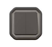 LEGRAND | Plexo Doble interruptor o va-y-venidero o empujador, impermeable y resistente IP55 IK08, conexión rápida sin herramientas, acabado antracita