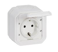 LEGRAND, Plexo New 069770L - Toma de corriente (16 amperios, 250 V, IP44 - IK07, incluye tapa abatible, protección contra contacto), color blanco