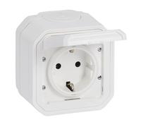 LEGRAND, Plexo New 069771L - Toma de corriente para ambientes húmedos (16 A, 250 V, IP44 - IK07, incluye tapa abatible, protección táctil, instalación con terminales de tornillo, 16 amperios, 250 V,