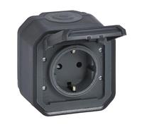 LEGRAND, Plexo New 069783L - Toma de corriente para ambientes húmedos (16 A, 250 V, IP44 - IK07, incluye tapa abatible, protección táctil, instalación con terminales de tornillo, 16 amperios, 250 V)