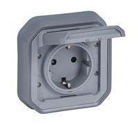 LEGRAND, Plexo New 069833L - Adaptador de enchufe para ambientes húmedos (16 A, 250 V, IP44 - IK07, incluye tapa abatible, protección táctil, instalación con terminales de tornillo, 16 amperios, 250