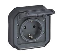 LEGRAND, Plexo New 069859L - Adaptador de enchufe para ambientes húmedos (16 A, 250 V, IP44 - IK07, incluye tapa abatible, protección táctil, instalación con terminales de tornillo, 16 A, 250 V, IP44