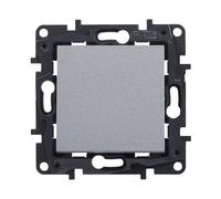 LEGRAND Pulsador componible 6A para instalación empotrada, Gama Niloé Step, Color Aluminio, 398233