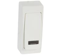 LEGRAND Pulsador LED Estrecho 6A, OTEO, de superficie, Blanco, 086088E | Pulsador con Indicador LED Estrecho 6A, Gama OTEO, Mecanismo de superficie, Blanco, 086088E