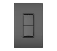 Legrand Radiant RCD11BKCC6 - Interruptor de luz basculante decorativo 2 en 1, combinación de 15 amperios, dos interruptores de un solo polo, negro, con placa a juego