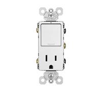 Legrand Radiant RCD38TRWCC6 - Interruptor basculante (15 A, 3 vías, interruptor y enchufe), color blanco