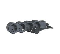 LEGRAND Regleta de enchufes, 4 Tomas, Cable 1,5m, Negro/Gris Oscuro 694553 | Regleta de enchufes, Enchufe múltiple con 4 tomas de corriente, cable 1,5m, color negro/gris oscuro 694553