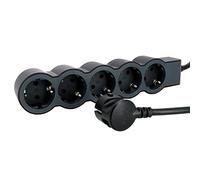 LEGRAND Regleta de enchufes, Base múltiple con 5 Tomas de Corriente 2P+T, Cable 3m, Color Negro/Gris Oscuro 694564