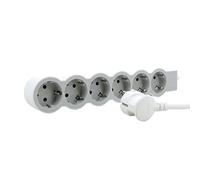 LEGRAND Regleta de enchufes, Enchufe múltiple con 6 Tomas de Corriente, Cable 3m, Color Blanco/Gris Claro 694565