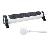 Legrand 694529, Regleta de enchufes, con Interruptor, Enchufe múltiple con 4 Tomas de Corriente, Cable de 1,5 MTS, Color Blanco/Gris Oscuro