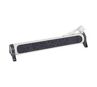 Legrand 694526, Regleta de enchufes con protección contra sobrecarga reiniciable, con Interruptor, Enchufe múltiple con 6 Tomas de Corriente, Cable de 1,5 MTS, Color Blanco/Gris Oscuro