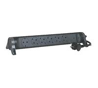 LEGRAND Regleta de enchufes con protección contra sobretensión, con Interruptor, Enchufe múltiple con 6 Tomas de Corriente, Cable de 1,5 MTS, Color Negro/Gris Oscuro 694513