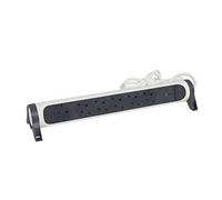 Legrand 694509, Regleta de enchufes con protección contra sobretensión, con Interruptor, Enchufe múltiple con 6 Tomas de Corriente, Cable de 1,5 MTS, Color Blanco/Gris Oscuro