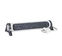 Legrand Regleta 694507 – 4 tomas, USB, protección contra sobretensión, cable 1,5 m Blanco/Gris