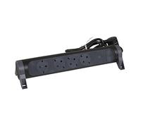 LEGRAND Regleta de enchufes con protección contra sobretensión, USB, con Interruptor, Enchufe múltiple con 4 Tomas de Corriente, Cable de 1,5 MTS, Color Negro/Gris Oscuro 694511