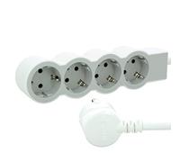 Legrand 694552, Regleta de enchufes, Enchufe múltiple con 4 Tomas de Corriente, Cable 1,5m, Color Blanco/Gris Claro