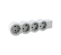 Legrand 694575, Regleta de enchufes, Enchufe múltiple con 4 Tomas de Corriente,sin Cable, Color Blanco/Gris Claro