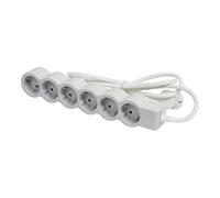 Legrand 694557, Regleta de enchufes, Enchufe múltiple con 6 Tomas de Corriente, Cable 1,5m, Color Blanco/Gris Claro