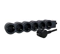 Legrand 694558, Regleta de enchufes, Enchufe múltiple con 6 Tomas de Corriente, Cable 1,5m, Color Negro/Gris Oscuro