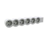 Legrand 694579, Regleta de enchufes, Enchufe múltiple con 6 Tomas de Corriente,sin Cable, Color Blanco/Gris Claro